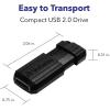 imageVerbatim 128GB PinStripe Retractable USB 20 Flash Thumb Drive with Microban Antimicrobial Product Protection  Black128GB