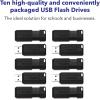 imageVerbatim 128GB PinStripe Retractable USB 20 Flash Thumb Drive with Microban Antimicrobial Product Protection  Black64GB  10 Pack