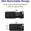 imageVerbatim 128GB PinStripe Retractable USB 20 Flash Thumb Drive with Microban Antimicrobial Product Protection  Black64GB  10 Pack