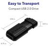 imageVerbatim 128GB PinStripe Retractable USB 20 Flash Thumb Drive with Microban Antimicrobial Product Protection  Black64GB