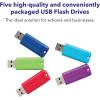 imageVerbatim 64GB Pinstripe USB 32 Gen 1 Flash Drive Retractable Thumb Drive  5 Pack  Multicolor Green Blue Red Purple Cyan5