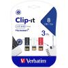 imageVerbatim 8GB ClipIt USB 20 Flash Drive Capless Thumb Drive Resistant to Water Dust and Static Discharge 3 Pack  Black White Red 98674Black  White  Red