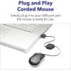 imageVerbatim Wired Optical Computer Mini USBA Mouse  Plug ampamp Play Corded Small Travel Mouse with Retractable Cable  Black 98113BLUE