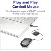 imageVerbatim Wired Optical Computer Mini USBA Mouse  Plug ampamp Play Corded Small Travel Mouse with Retractable Cable  Red 98619RED