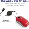 imageVerbatim Wired Optical Computer Mini USBA Mouse  Plug ampamp Play Corded Small Travel Mouse with Retractable Cable  Red 98619RED