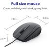 imageVerbatim Wired USB Computer Mouse  Corded USB Mouse for Laptops and PCs  Right or Left Hand Use White 99740 14quot x 24quot x 39quotGlossy Black