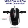 imageVerbatim Wired USB Computer Mouse  Corded USB Mouse for Laptops and PCs  Right or Left Hand Use White 99740 14quot x 24quot x 39quotSilver