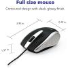 imageVerbatim Wired USB Computer Mouse  Corded USB Mouse for Laptops and PCs  Right or Left Hand Use White 99740 14quot x 24quot x 39quotSilver