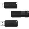 imageVerbatim 64GB PinStripe Retractable USB 20 Flash Thumb Drive  3 Pack  Black32 GB 3 Pack