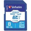 imageVerbatim 8GB Premium SDHC Memory Card UHSI V10 U1 Class 10 Blue 96318