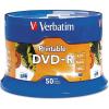 imageVerbatim DVDR 47GB 16X White Inkjet Printable with Branded Hub 100Disc50pk Spindle