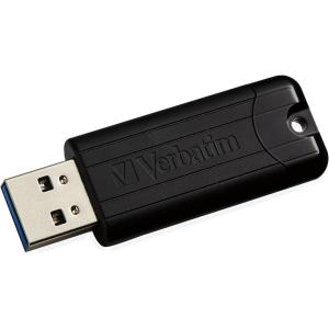 imageVerbatim 128GB PinStripe Retractable USB 20 Flash Thumb Drive with Microban Antimicrobial Product Protection  Black128GB