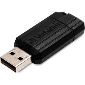 imageVerbatim 128GB PinStripe Retractable USB 20 Flash Thumb Drive with Microban Antimicrobial Product Protection  Black16 GB