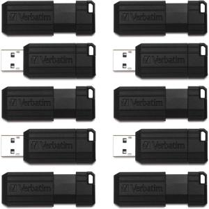 imageVerbatim 128GB PinStripe Retractable USB 20 Flash Thumb Drive with Microban Antimicrobial Product Protection  Black64GB  10 Pack