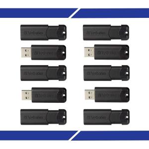 imageVerbatim 32GB Pinstripe USB 32 Gen 1 Flash Drive Retractable Thumb Drive  Black32GB  10 Pack