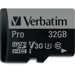 imageVerbatim 32GB Pro 600X microSDHC Memory Card with Adapter UHSI U3 Class 10