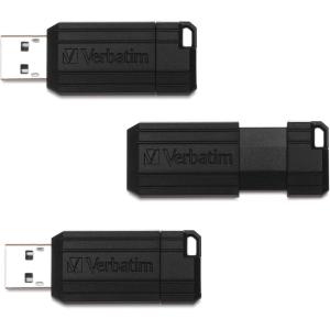 imageVerbatim 64GB PinStripe Retractable USB 20 Flash Thumb Drive  3 Pack  Black32 GB 3 Pack