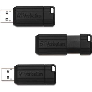 imageVerbatim 64GB PinStripe Retractable USB 20 Flash Thumb Drive  3 Pack  Black64 GB 3PK