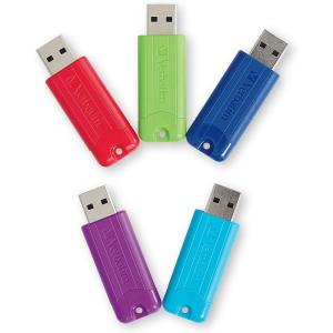 imageVerbatim 64GB Pinstripe USB 32 Gen 1 Flash Drive Retractable Thumb Drive  5 Pack  Multicolor Green Blue Red Purple Cyan5