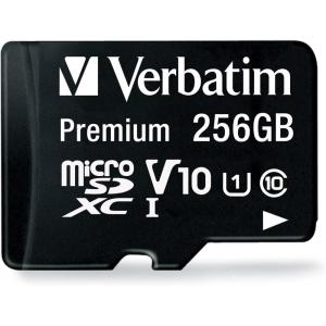 imageVerbatim 64GB Premium MicroSDXC Memory Card with Adapter UHSI V10 Class 10 supports Full HD 1080p U1 speed rated Up to 90MBs read speed256GB