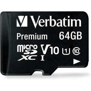 imageVerbatim 64GB Premium MicroSDXC Memory Card with Adapter UHSI V10 Class 10 supports Full HD 1080p U1 speed rated Up to 90MBs read speed64GB