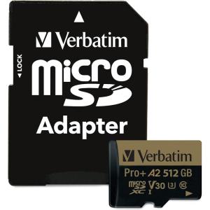 imageVerbatim 64GB Pro 600X microSDXC Memory Card with Adapter UHSI V30 U3 Class 10512GB
