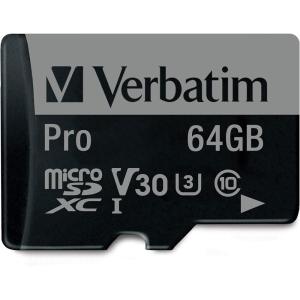 imageVerbatim 64GB Pro 600X microSDXC Memory Card with Adapter UHSI V30 U3 Class 1064GB