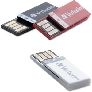 imageVerbatim 8GB ClipIt USB 20 Flash Drive Capless Thumb Drive Resistant to Water Dust and Static Discharge 3 Pack  Black White Red 98674Black  White  Red