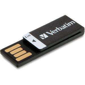 imageVerbatim 8GB ClipIt USB 20 Flash Drive Capless Thumb Drive Resistant to Water Dust and Static Discharge 3 Pack  Black White Red 98674Black