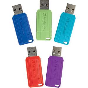 imageVerbatim 8GB Pinstripe USB 20 Flash Drive Retractable Thumb Drive  5 Pack  Multicolor Green Blue Red Purple Cyan16GB