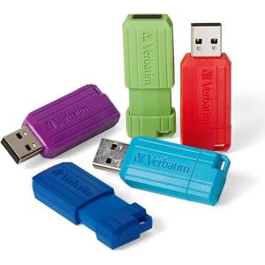 imageVerbatim 8GB Pinstripe USB 20 Flash Drive Retractable Thumb Drive  5 Pack  Multicolor Green Blue Red Purple Cyan32GB