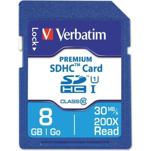 imageVerbatim 8GB Premium SDHC Memory Card UHSI V10 U1 Class 10 Blue 96318
