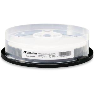 imageVerbatim BDR DL 50GB 8X Bluray Recordable Media Disc DataLifePlus White Inkjet Hub Printable  25pk Spindle  97334100GB
