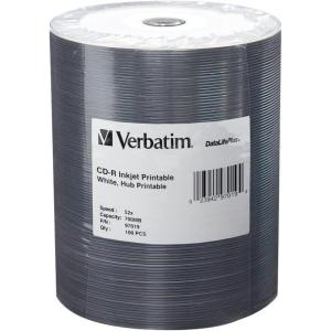 imageVerbatim CDR 700MB 52X DataLifePlus White Inkjet Printable Hub Printable  50pk Spindle  94755100Disc