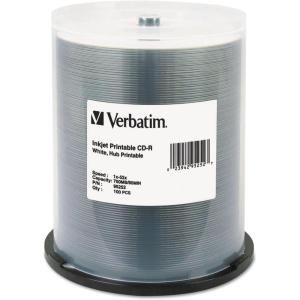 imageVerbatim CDR 700MB 52X White Inkjet Hub Printable Recordable Media Disc  100pk SpindleWhite Hub Printable