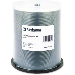 imageVerbatim CDR 700MB 52X White Inkjet Hub Printable Recordable Media Disc  100pk SpindleWhite Printable