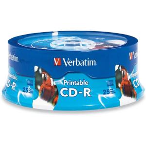 imageVerbatim CDR Blank Discs 700MB 80 Minutes 52X Silver Inkjet Printable Surface  50pk SpindleWhite Inkjet Hub 25pk