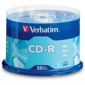 imageVerbatim CDR Blank Discs 700MB 80 Minutes 52x Recordable Disc for Data and Music  50 Pack SpindleSilver50Pk Discs