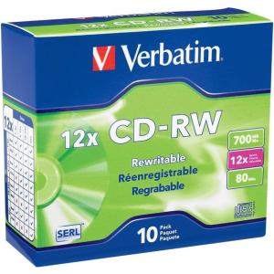 imageVerbatim CDRW 700MB 2X12X Rewritable Media Disc  25 Pack Spindle10pk Slim Case