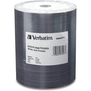 imageVerbatim DVDR Blank Discs 47GB 16X DataLifePlus White Inkjet Printable Recordable Disc Hub Printable  100pk Tape Wrap 97016100pk Tape Wrap