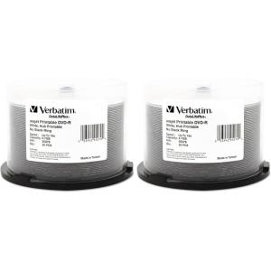 imageVerbatim DVDR Blank Discs 47GB 16X DataLifePlus White Inkjet Printable Recordable Disc Hub Printable  100pk Tape Wrap 97016White Inkjet Hub