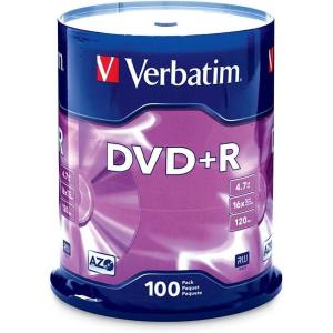 imageVerbatim DVDR Blank Discs AZO Dye 47GB 16X Recordable Disc  100 Discs SpindleSilver100pk Spindle