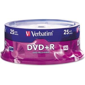 imageVerbatim DVDR Blank Discs AZO Dye 47GB 16X Recordable Disc  100 Discs SpindleSilver25pk Spindle