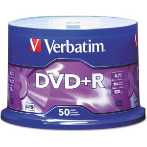imageVerbatim DVDR Blank Discs AZO Dye 47GB 16X Recordable Disc  100 Discs SpindleSilver50pk Spindle
