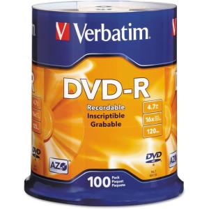 imageVerbatim DVDR Blank Discs AZO Dye 47GB 16X Recordable Disc  100 Pack SpindleSilver100Pk Discs