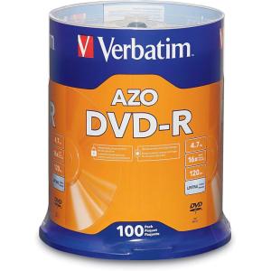 imageVerbatim DVDR Blank Discs AZO Dye 47GB 16X Recordable Disc  100 Pack SpindleSilver100Pk Discs FFP
