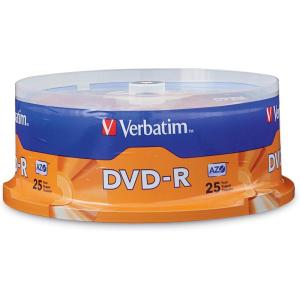 imageVerbatim DVDR Blank Discs AZO Dye 47GB 16X Recordable Disc  100 Pack SpindleSilver25 Pack
