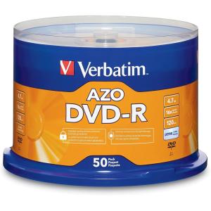 imageVerbatim DVDR Blank Discs AZO Dye 47GB 16X Recordable Disc  100 Pack SpindleSilver50Pk Discs
