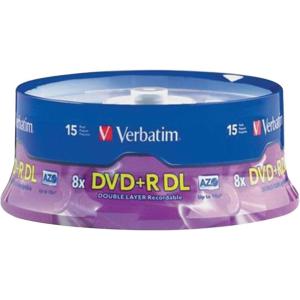imageVerbatim DVDR DL 85GB 8X with Branded Surface  30pk Spindle  96542 30DiscSilver15Disc