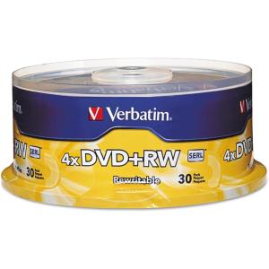 imageVerbatim DVDRW Blank Discs 47GB 4X Recordable Discs  30pk Spindle 94834SilverBranded Surface  30pk Spindle
